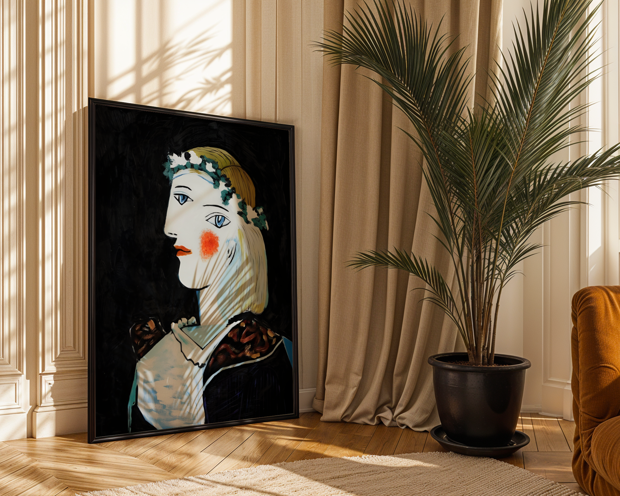 Pablo Picasso - Portrett av Marie-Thérèse Walter med krans (1937)