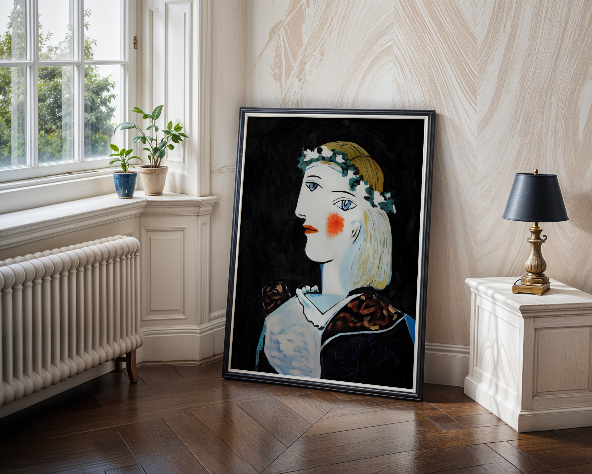 Pablo Picasso - Portrett av Marie-Thérèse Walter med krans (1937)