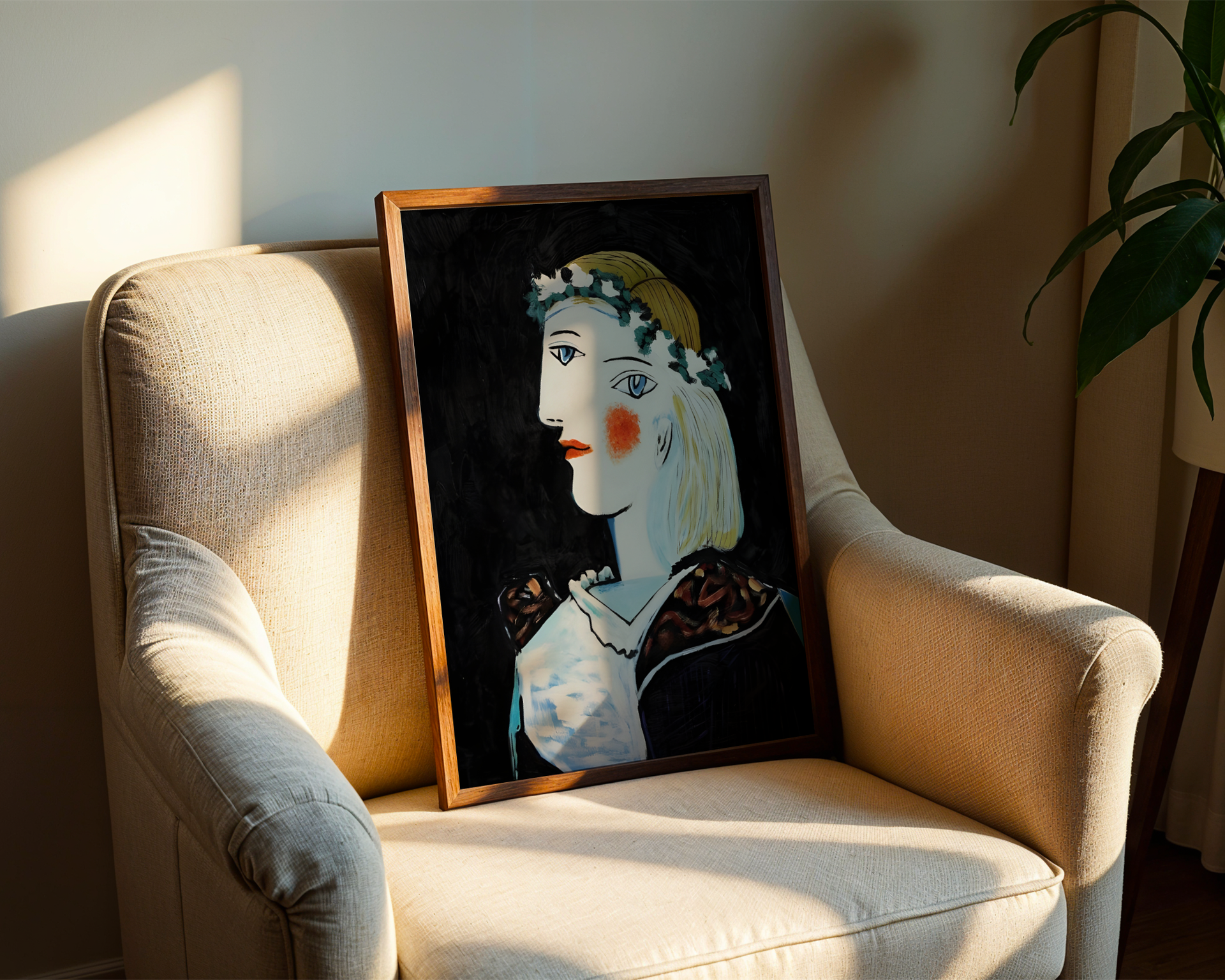 Pablo Picasso - Portrett av Marie-Thérèse Walter med krans (1937)