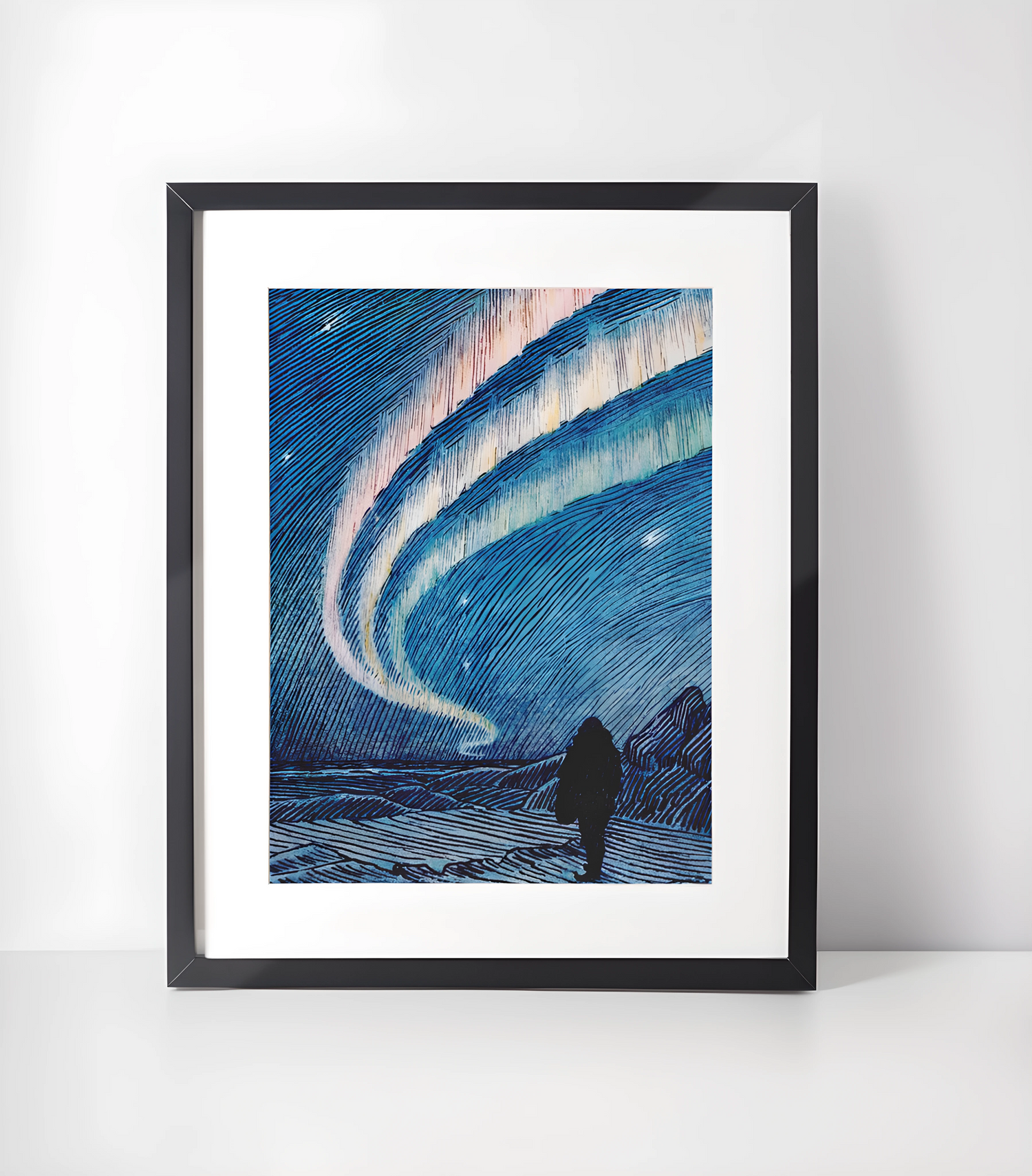 Fridtjof Nansen Kunstsamling - Kunsttrykk A3+/A3 - Uten ramme #1 Aurora Borealist Kunst - F. Nansen