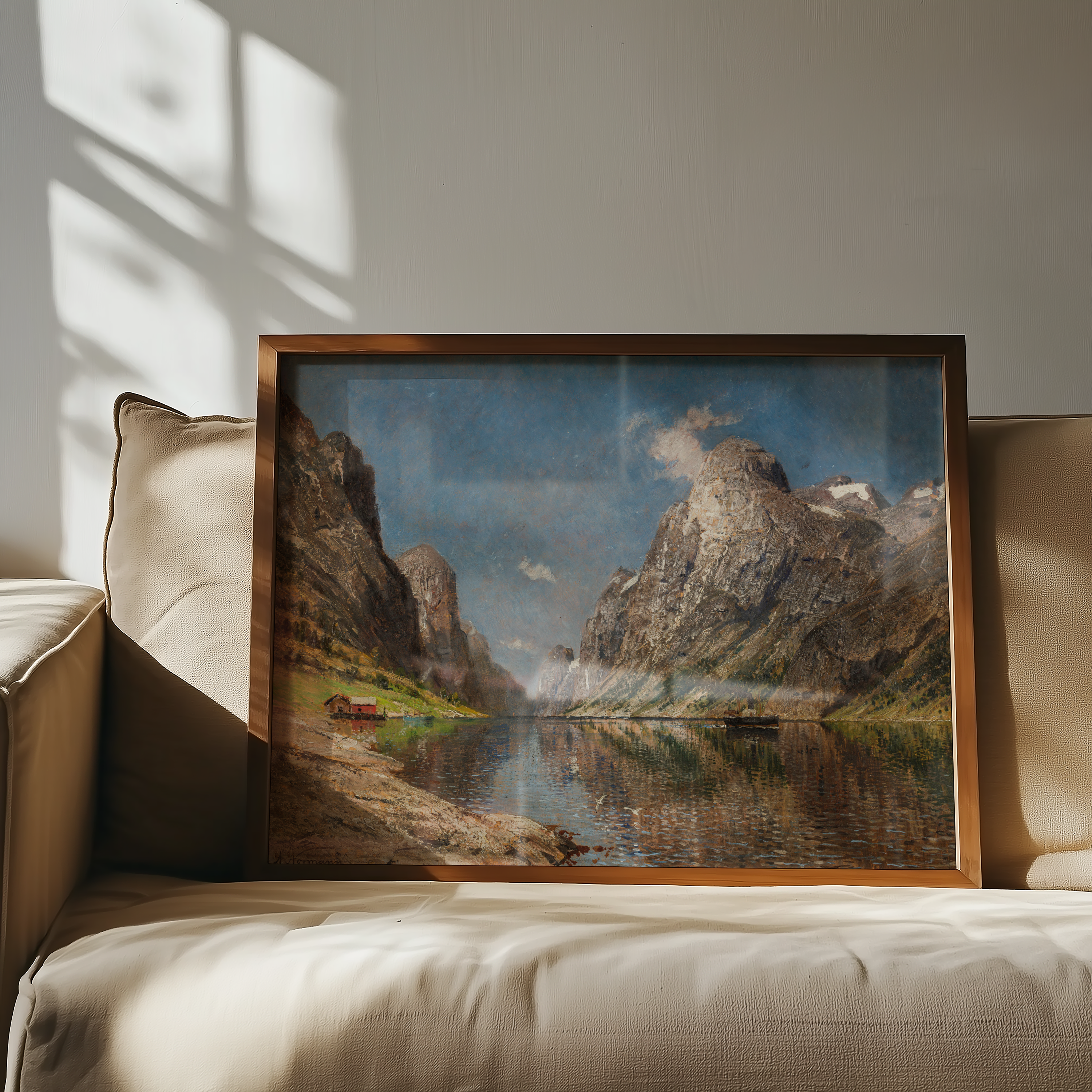 Adelsteen Normann - Norsk fjord med et dampskip