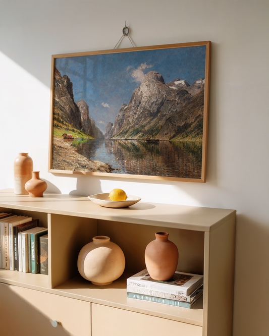 Adelsteen Normann - Norsk fjord med et dampskip