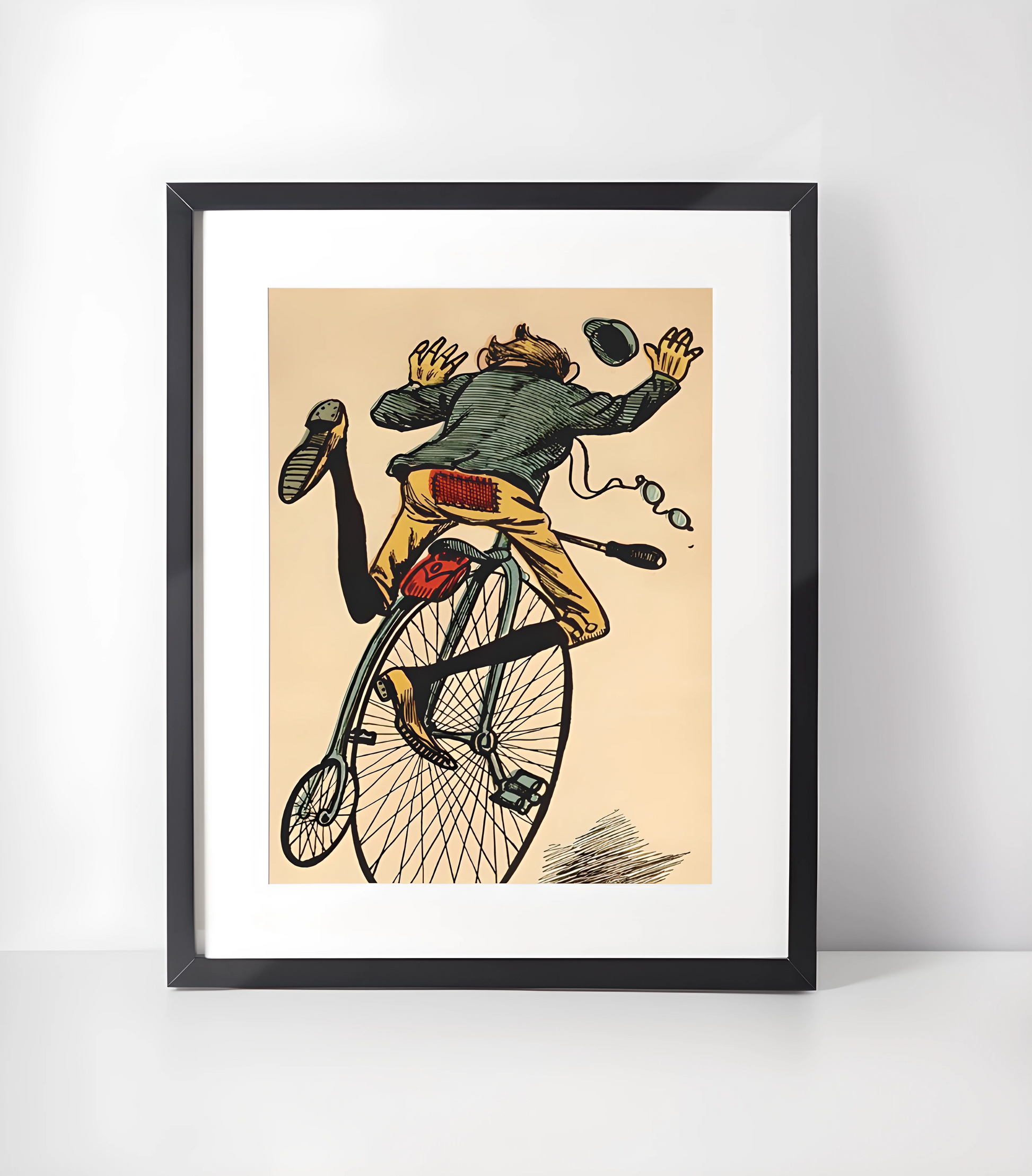Stilig Retro Sykkel Kunstsamling - Kunsttrykk A3+/A3 - Uten ramme #1 Full Kontroll