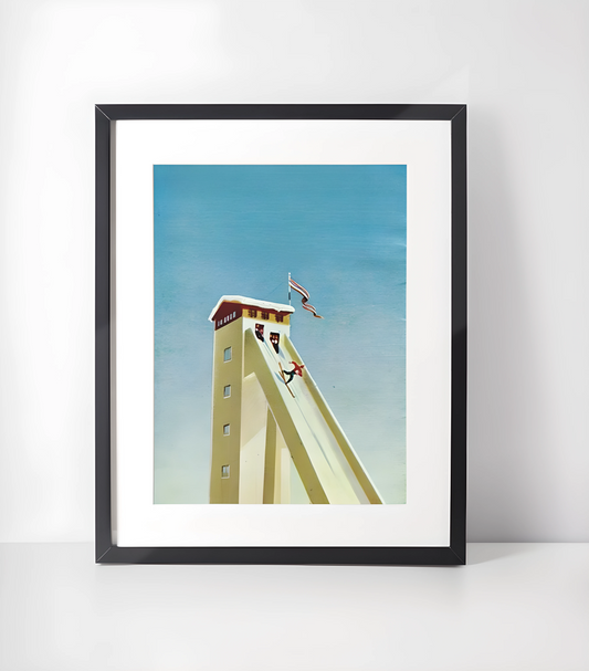 Gammeldags Ski Kunst - Samling - Kunsttrykk A3+/A3 - Uten ramme #8 Holmenkollen
