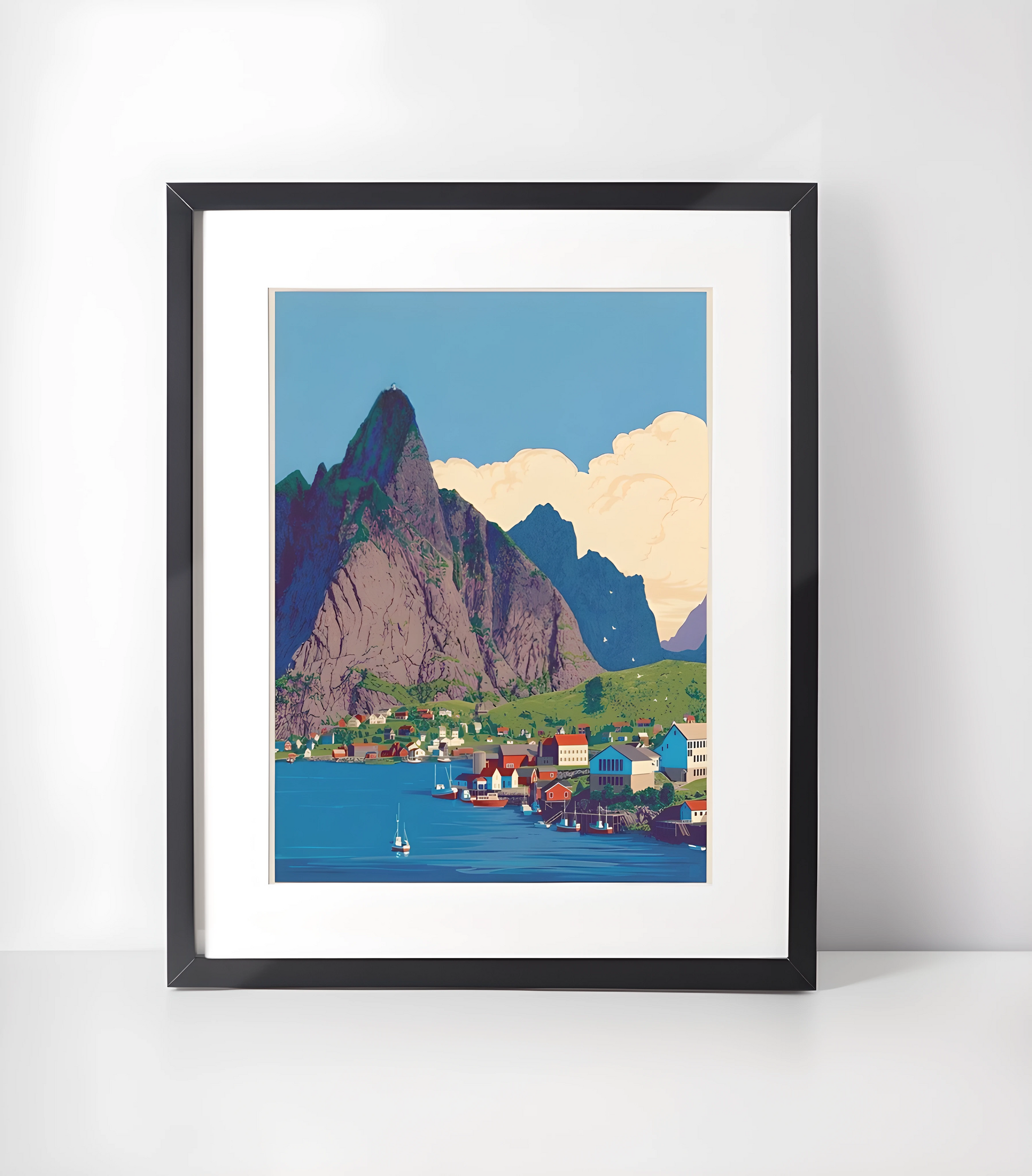 Norge Vintage Illustrasjoner Kunst -Kunstsamling - Kunsttrykk A3+/A3 - Uten ramme #4 Lofoten Vintage v2
