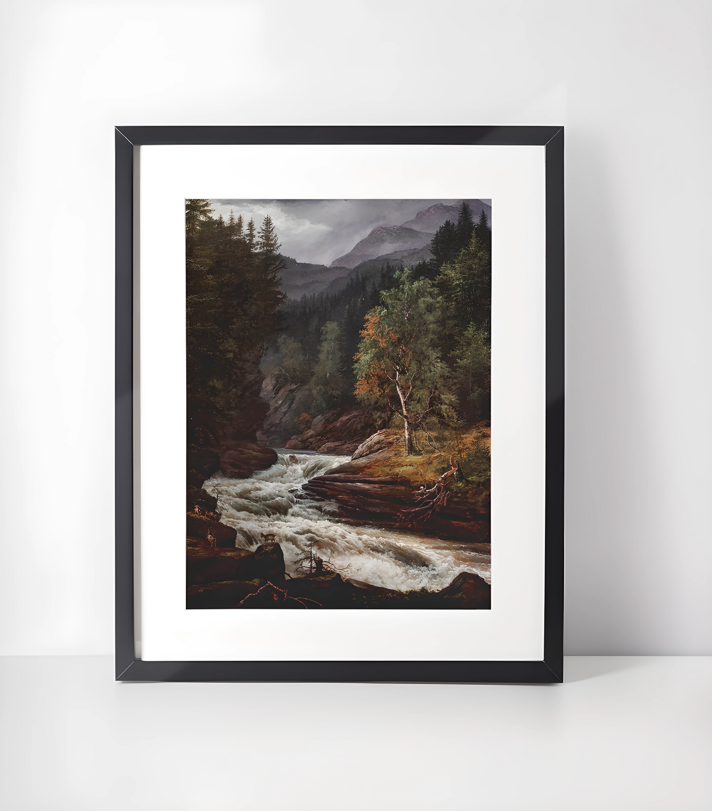Johan Christian Dahl Samling - Kunsttrykk A3+/A3 - Uten ramme #5 Norwegian Waterfall in Hemsedal 1845