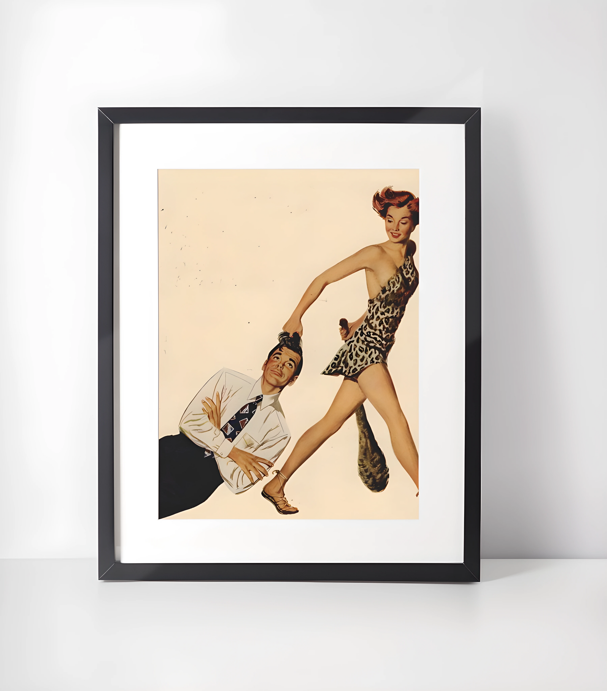 Retro 1950-tallet Humor Kunstsamling - Kunsttrykk A3+/A3 - Uten ramme #6 Cave Woman