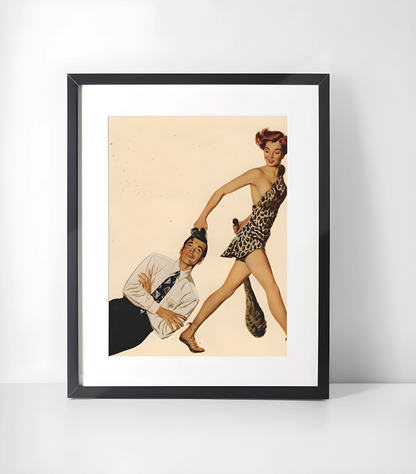 Retro 1950-tallet Humor Kunstsamling - Kunsttrykk A3+/A3 - Uten ramme #6 Cave Woman