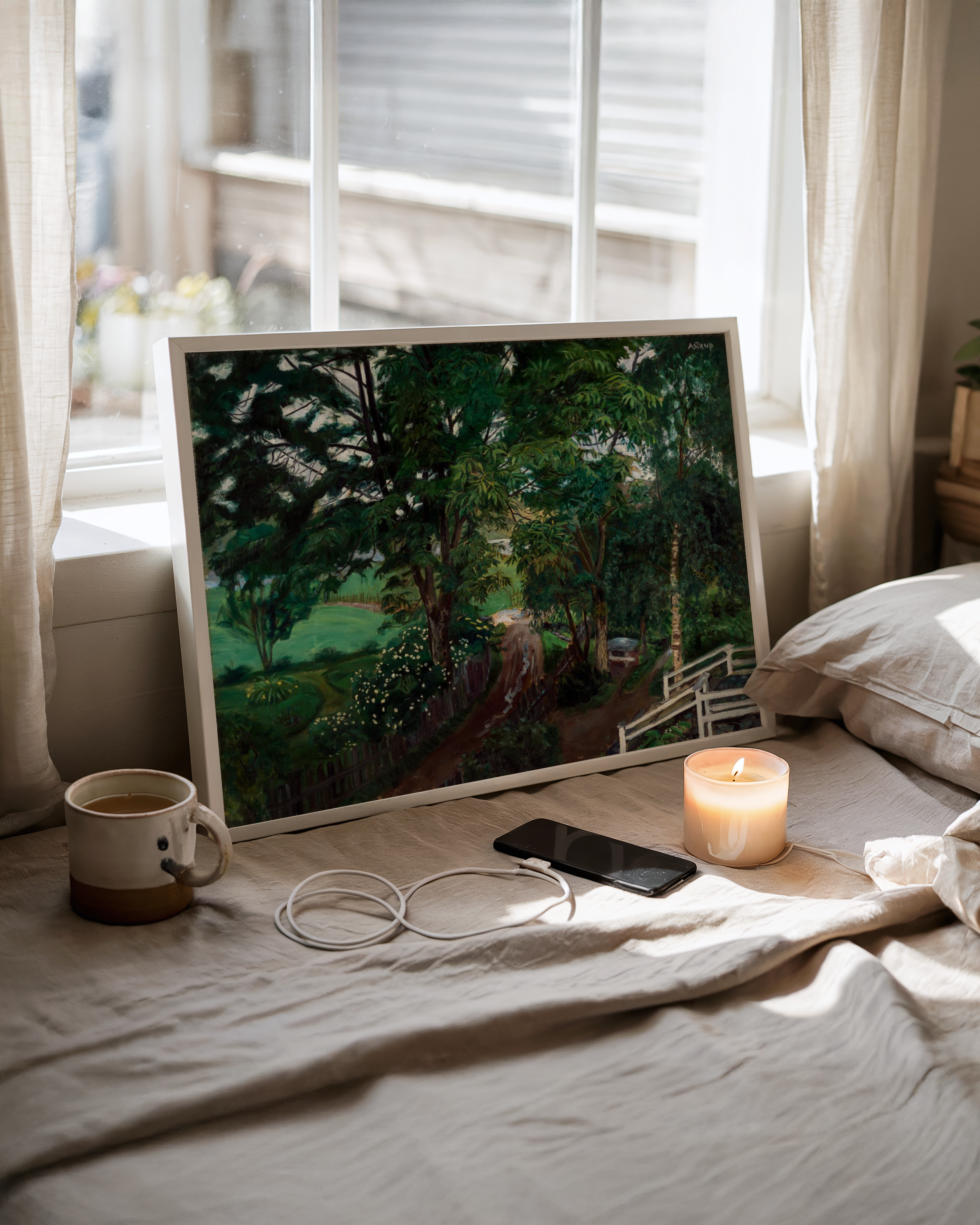 Nikolai Astrup - Regnstemning under trærne ved Jølster prestegård