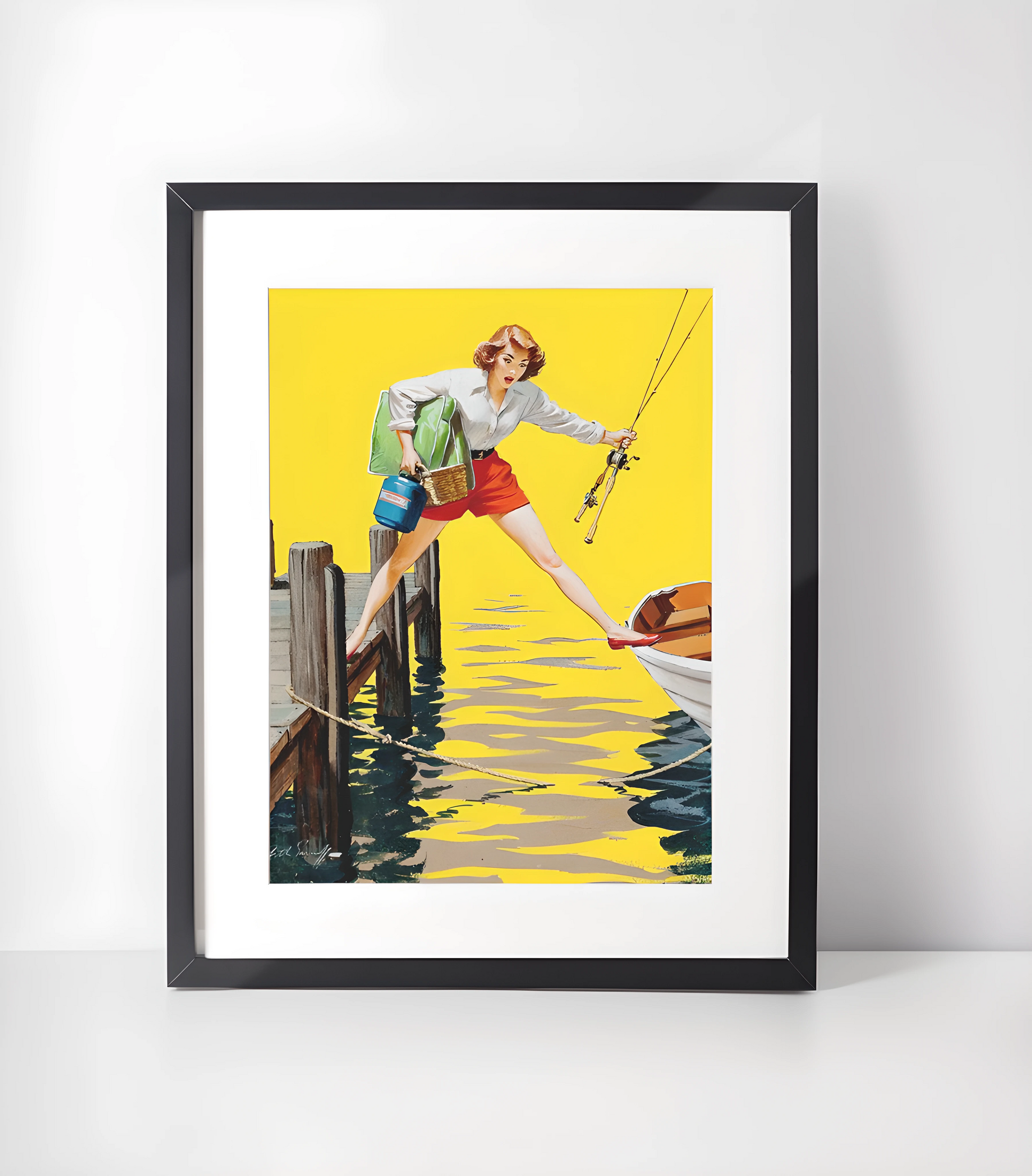 Retro 1950-tallet Humor Kunstsamling - Kunsttrykk A3+/A3 - Uten ramme #7 Fisketur