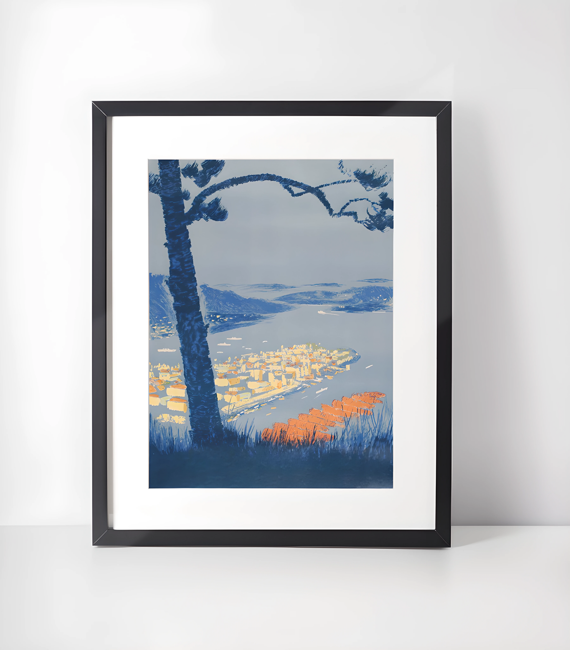 Norge Vintage Illustrasjoner Kunst -Kunstsamling - Kunsttrykk A3+/A3 - Uten ramme #2 Bergen 1948 Kristoffersen