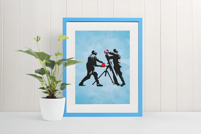 Populær blanding A4 & A5 Kunsttrykk (uten ramme) #3 Banksy Blått