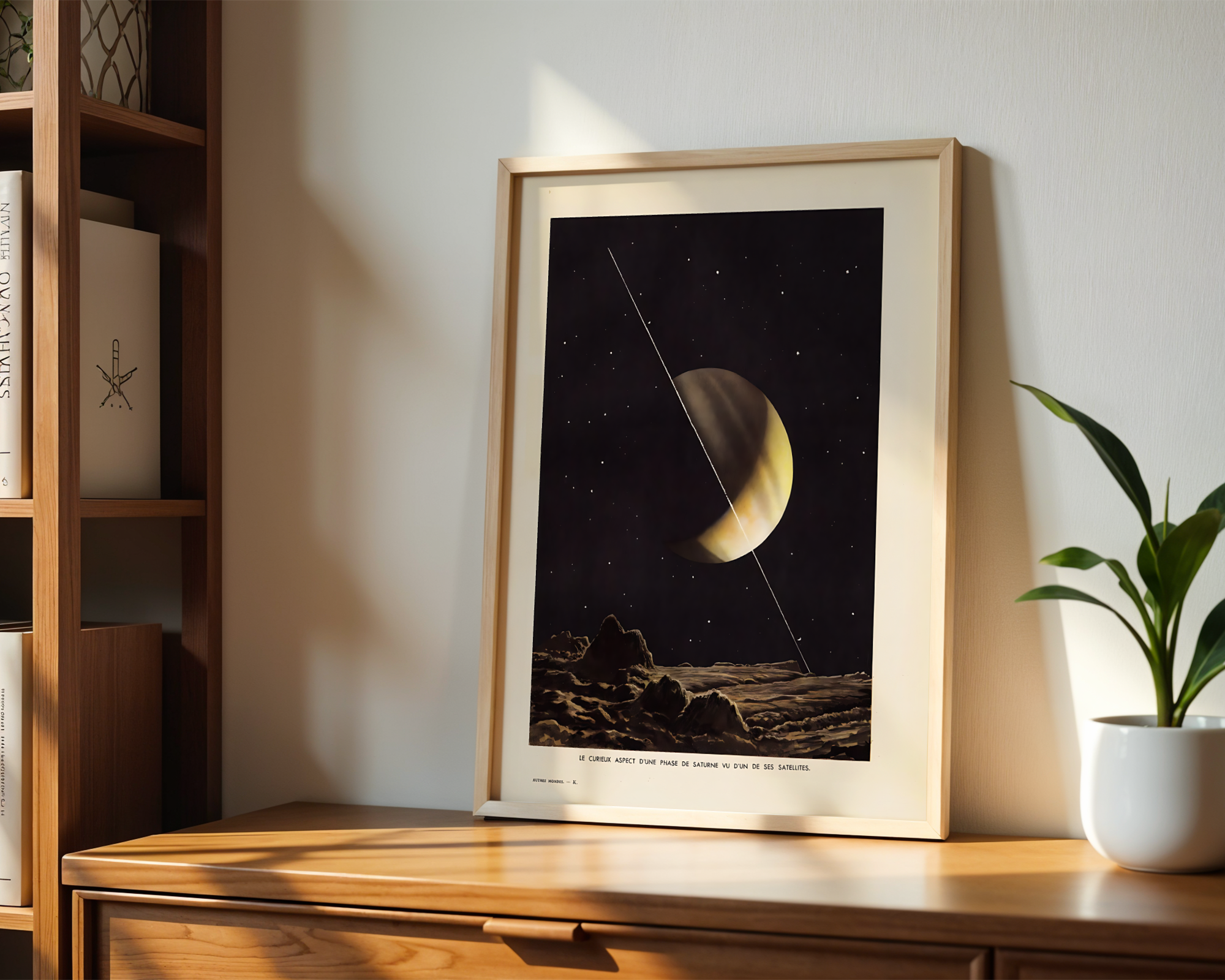 Lucien Rudaux - Saturn seen from Rhea