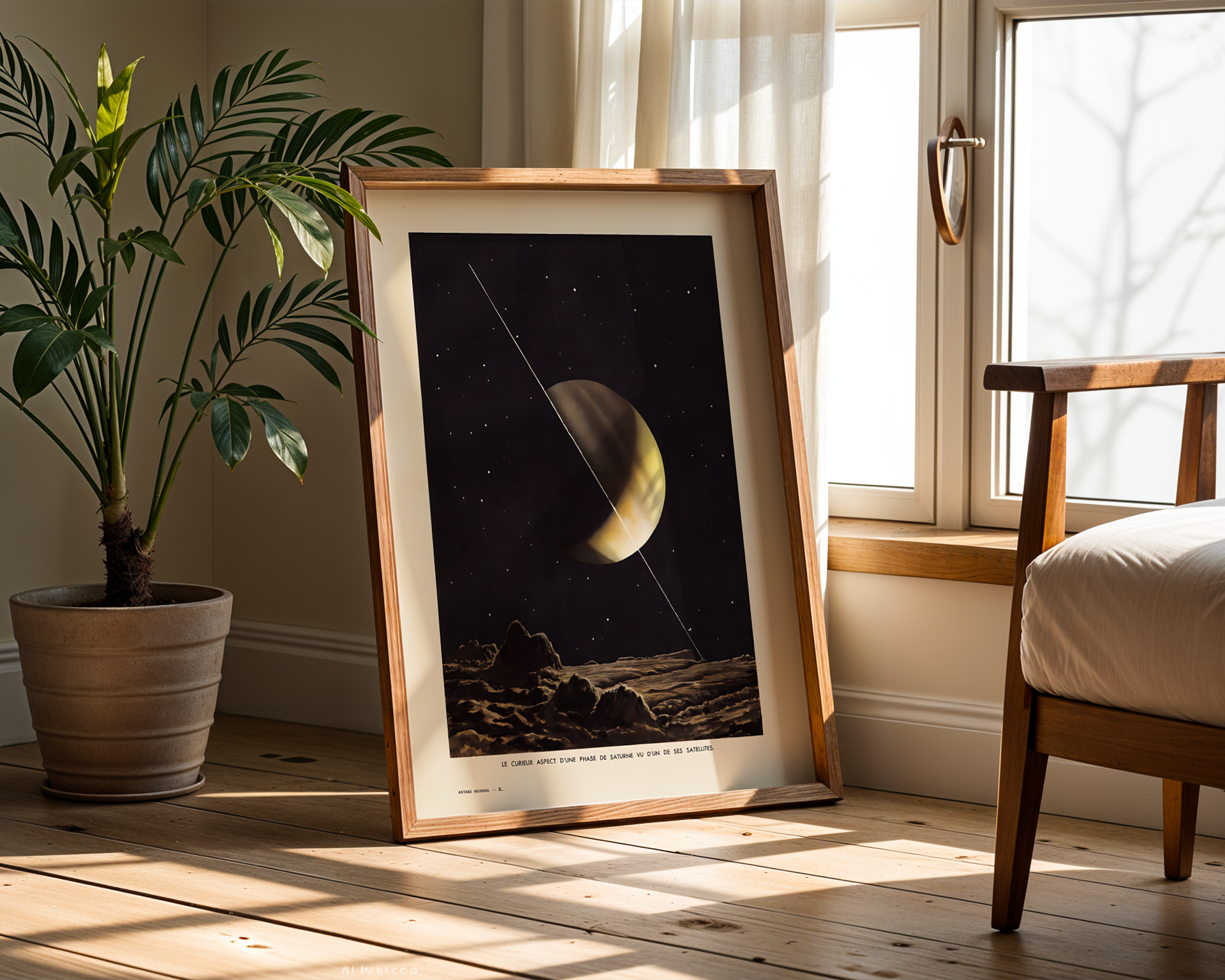 Lucien Rudaux - Saturn seen from Rhea