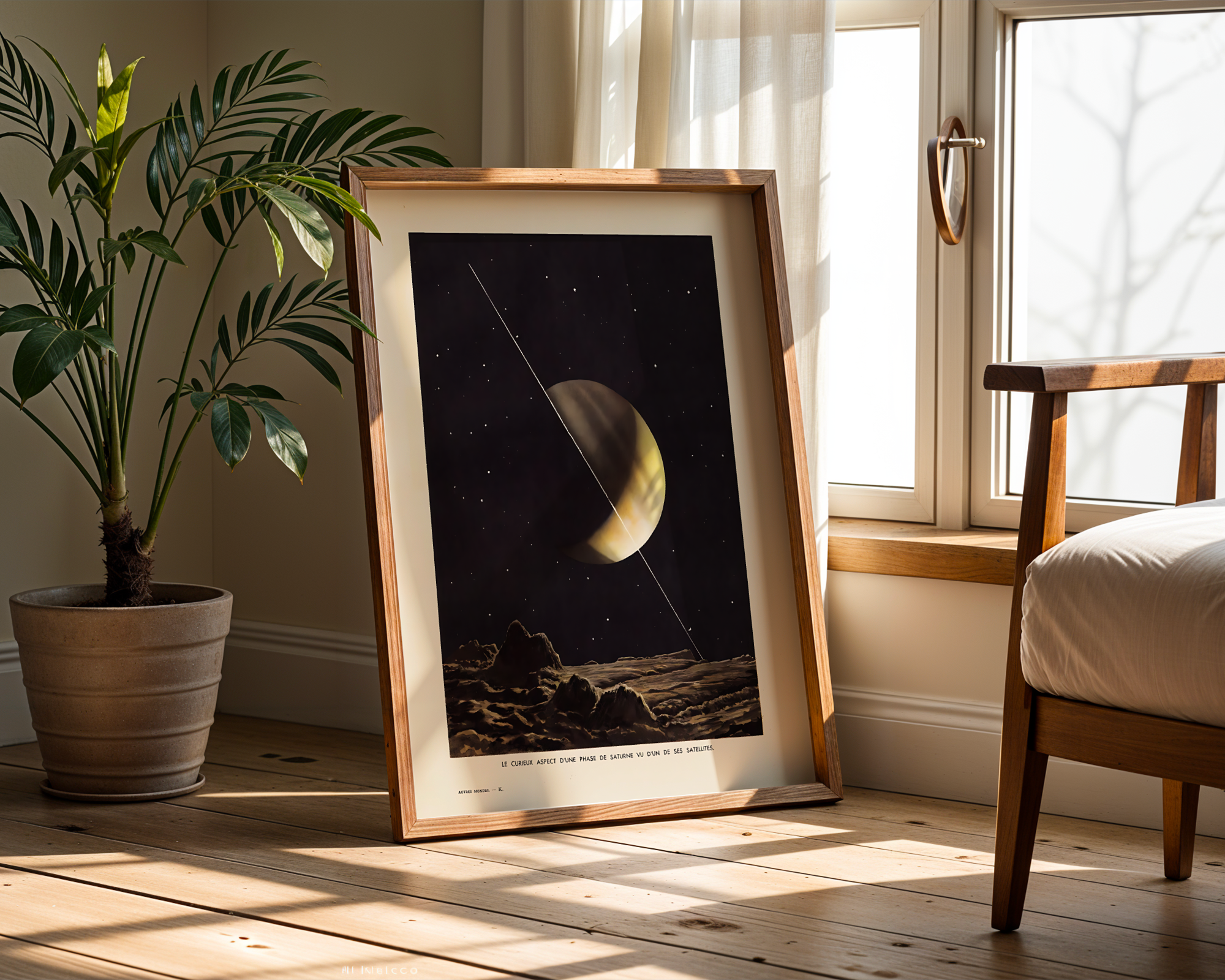 Lucien Rudaux - Saturn seen from Rhea