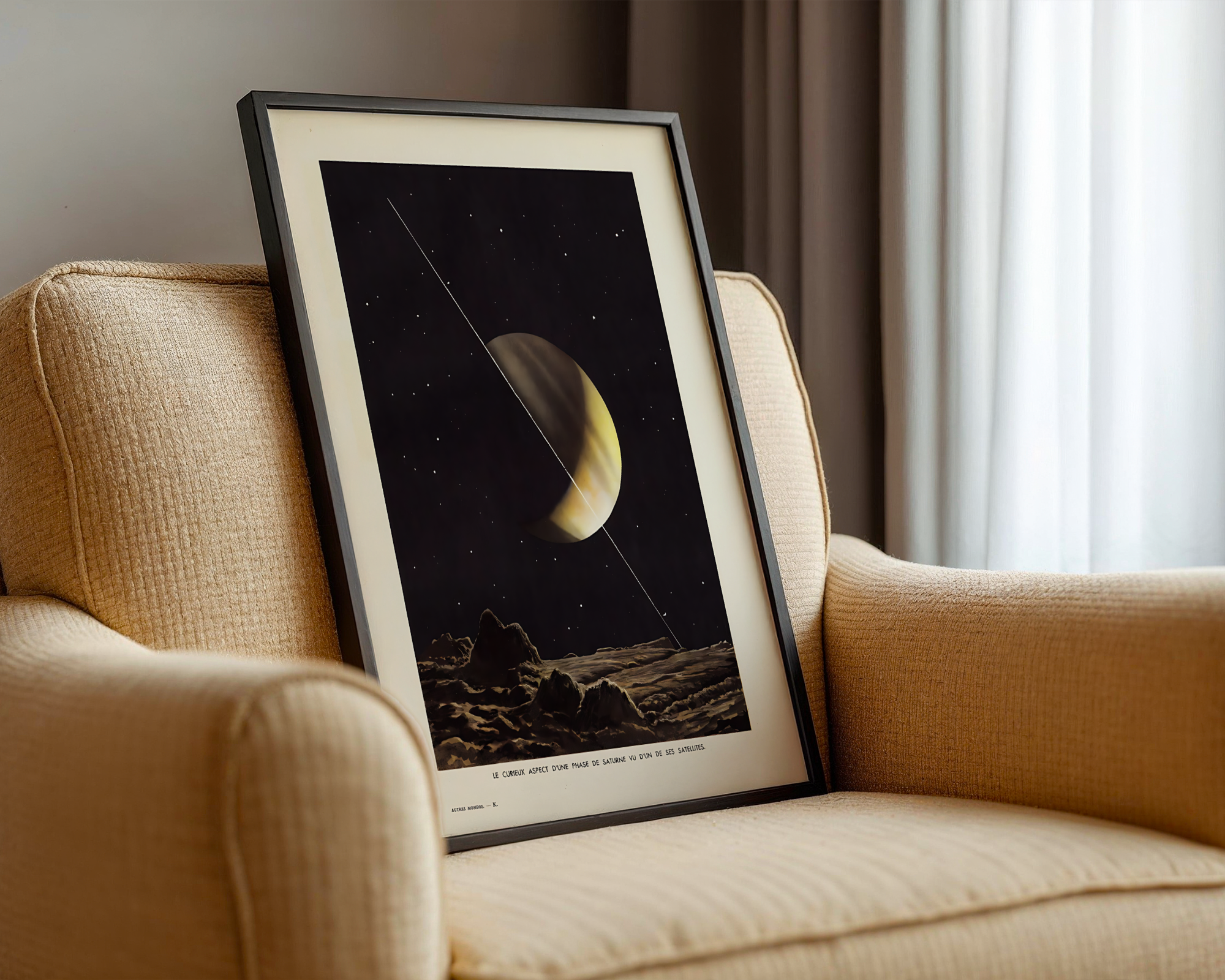 Lucien Rudaux - Saturn seen from Rhea