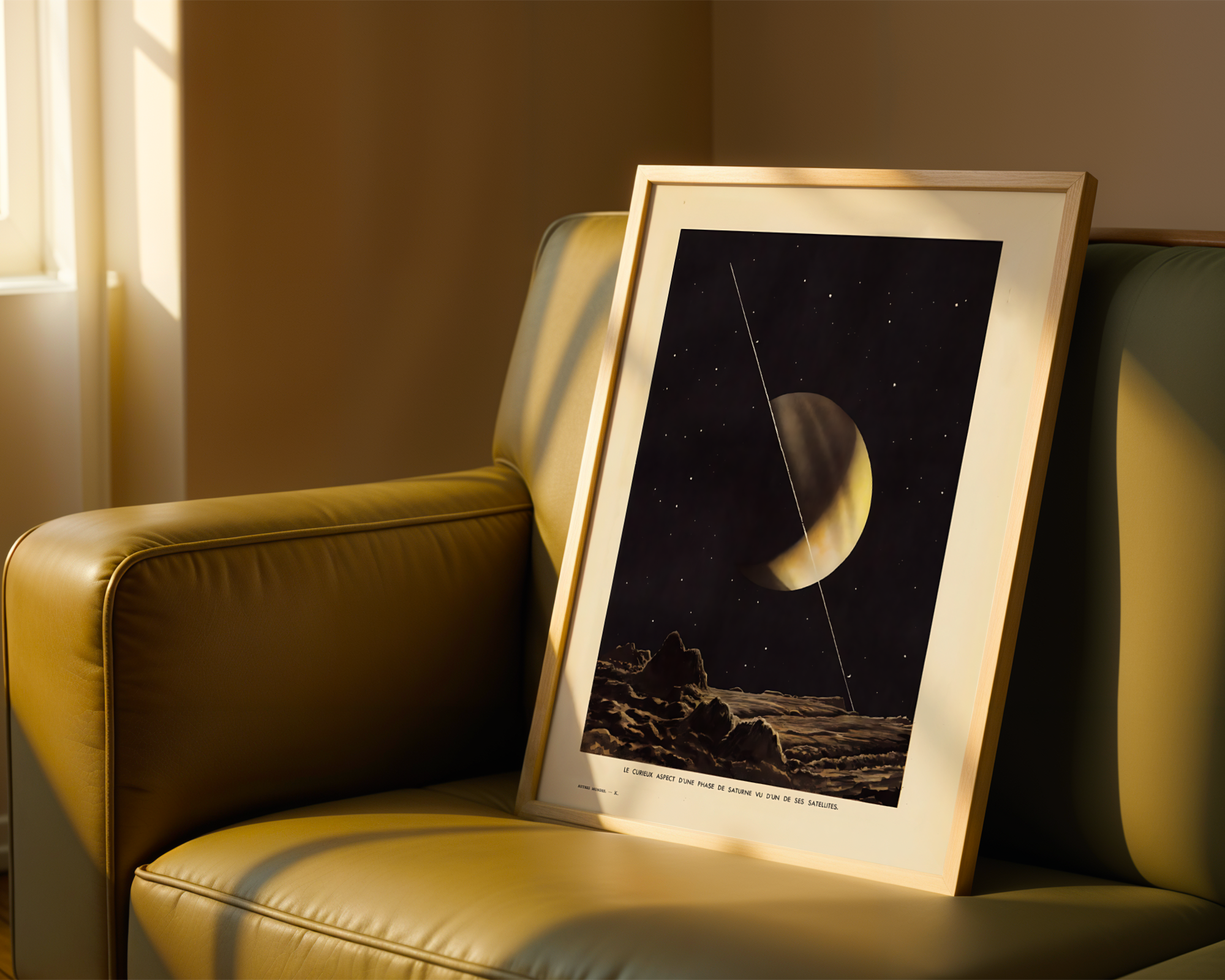 Lucien Rudaux - Saturn seen from Rhea