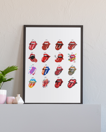 The Rolling Stones Kunstsamling - Kunsttrykk A3+/A3 - Uten ramme #5 Rolling Stones Kunst - Samling med Årstall