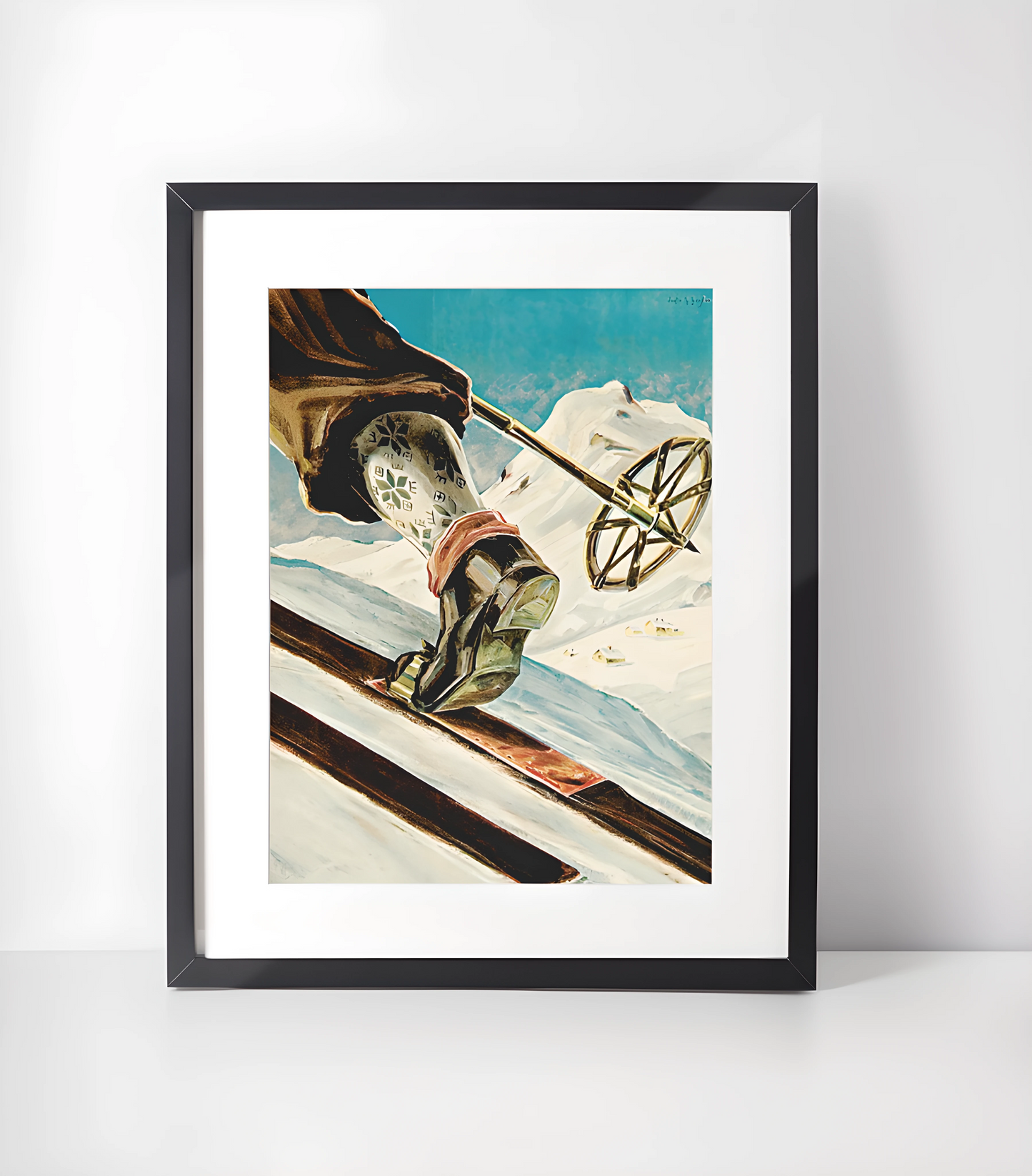 Gammeldags Ski Kunst - Samling - Kunsttrykk A3+/A3 - Uten ramme #4 Retro Ski Plakat Norge