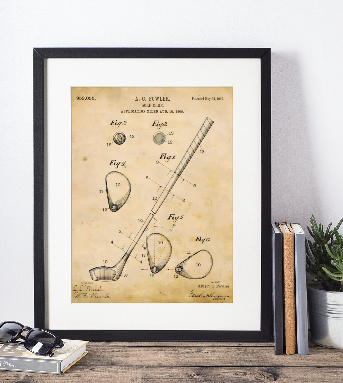 Golf Patenter - Kunstsamling - Kunsttrykk A3+/A3 - Uten ramme #1 A.C Fowler 1910