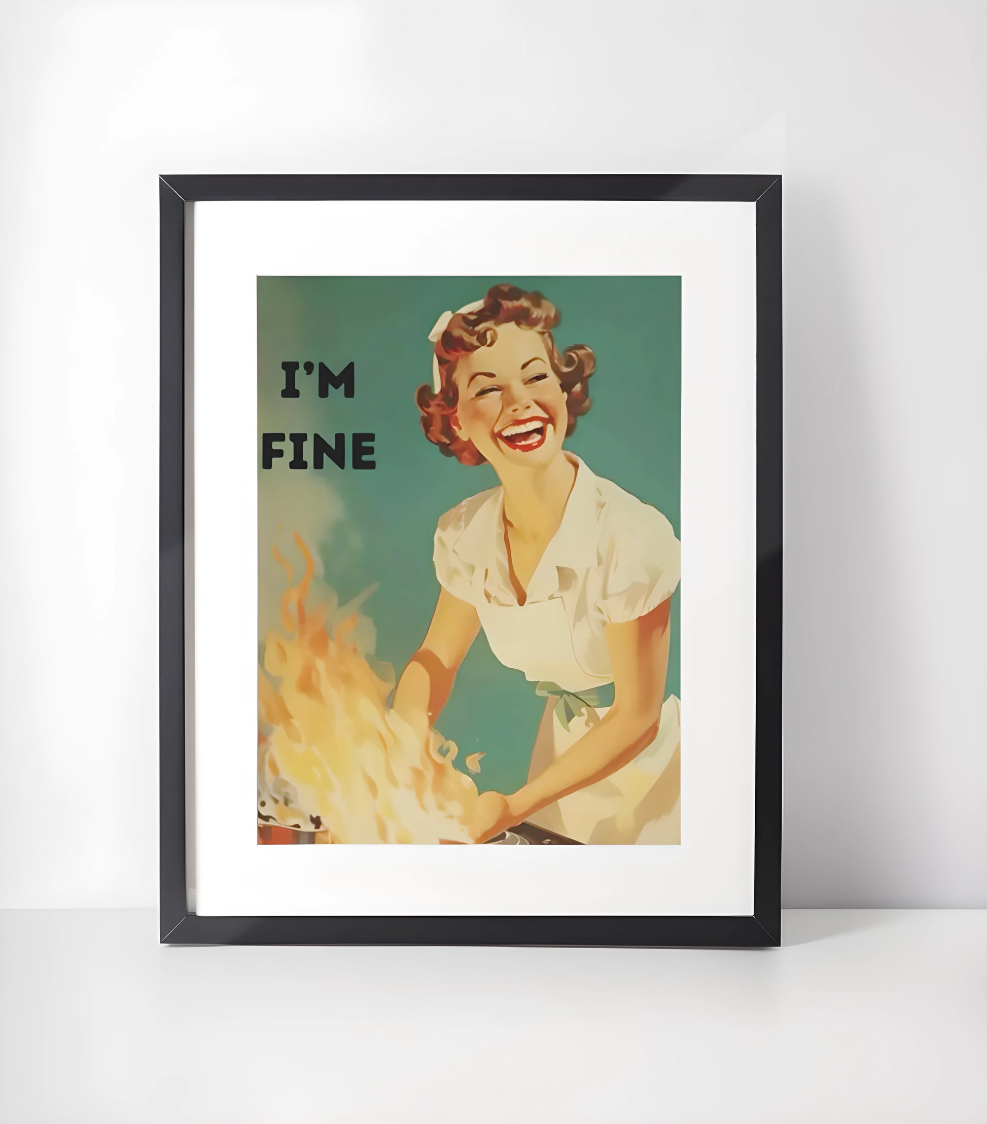 Retro 1950-tallet Humor Kunstsamling - Kunsttrykk A3+/A3 - Uten ramme #4 I AM FINE v3