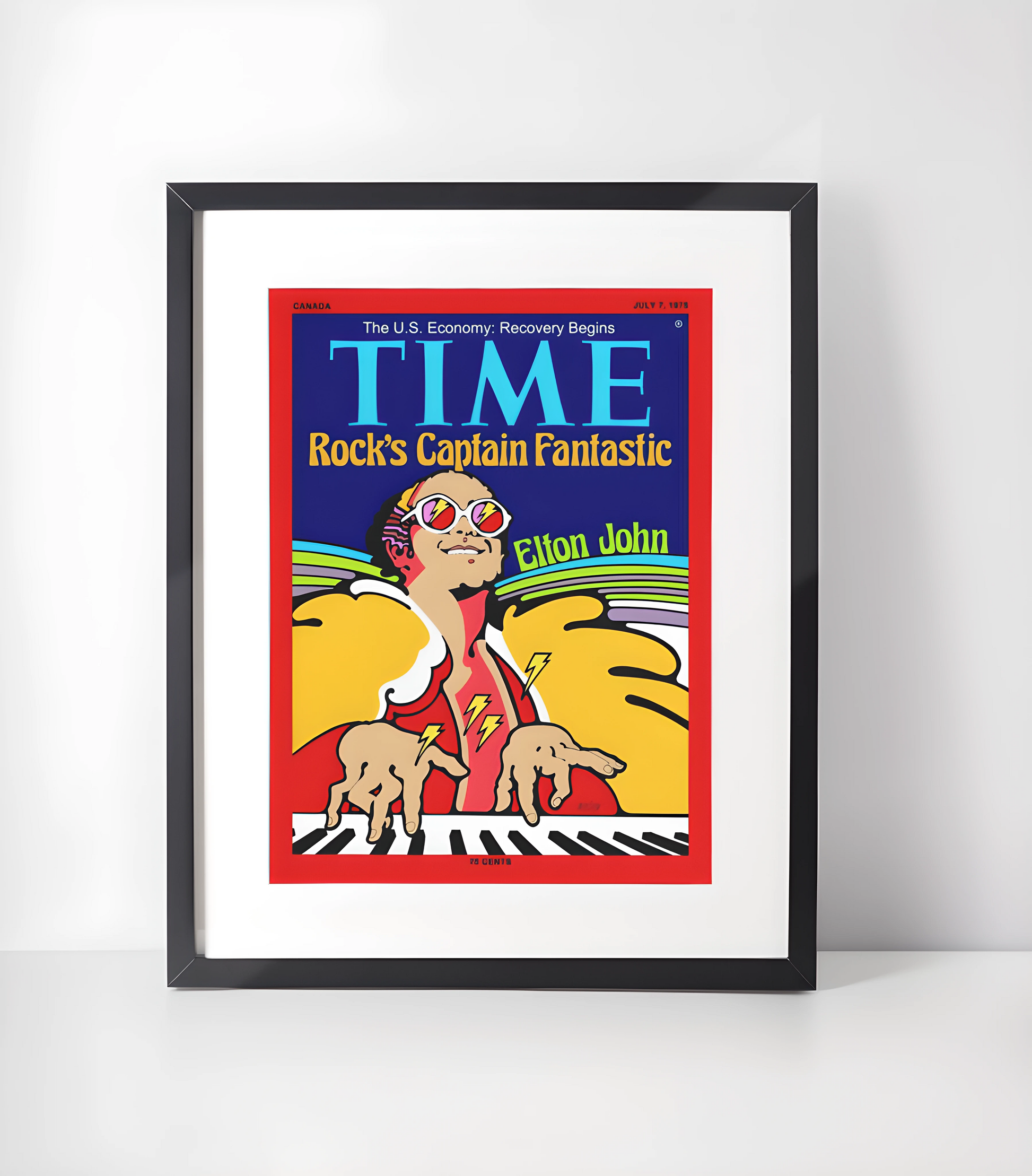 Elton John 1975 The Time Kunst- Blanding Musikk - Kunsttrykk A3+/A3 - Uten ramme