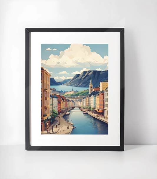 Norge Vintage Illustrasjoner Kunst -Kunstsamling - Kunsttrykk A3+/A3 - Uten ramme