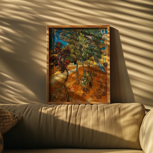 Vincent van Gogh - Trær i asylhagen (1889)