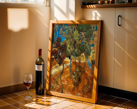 Vincent van Gogh - Trær i asylhagen (1889)