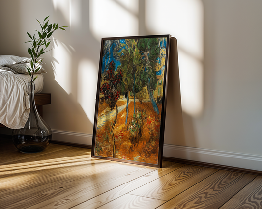 Vincent van Gogh - Trær i asylhagen (1889)