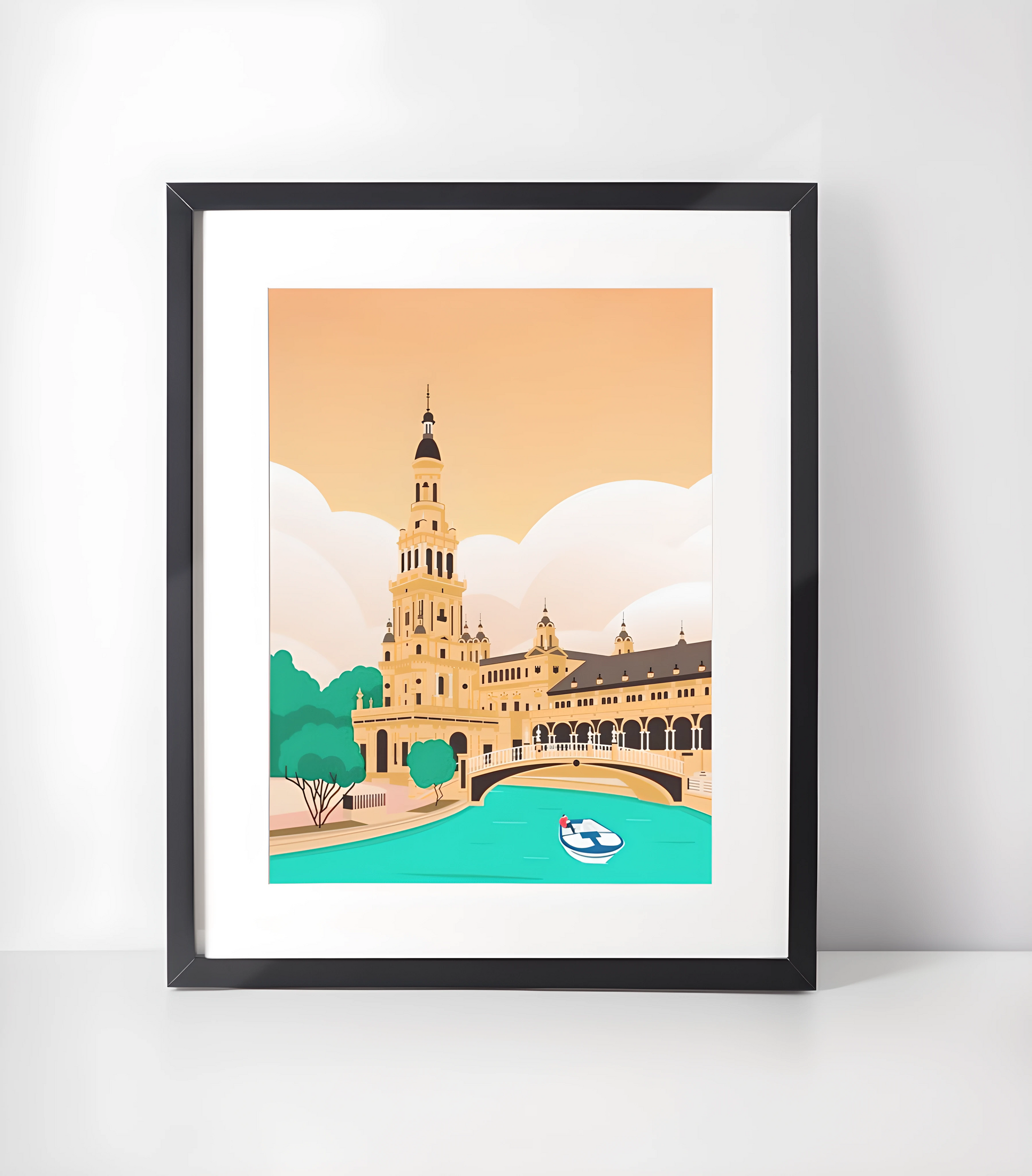 Pop-Kunst / Vintage Europeiske Byer - Kunsttrykk A3+/A3 - Uten ramme #2 Sevilla