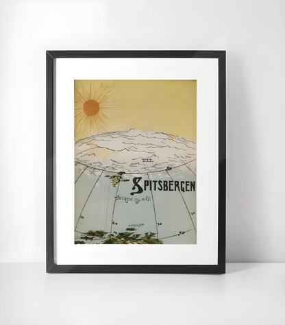 Norge Vintage Illustrasjoner Kunst -Kunstsamling - Kunsttrykk A3+/A3 - Uten ramme #8 Spitzbergen