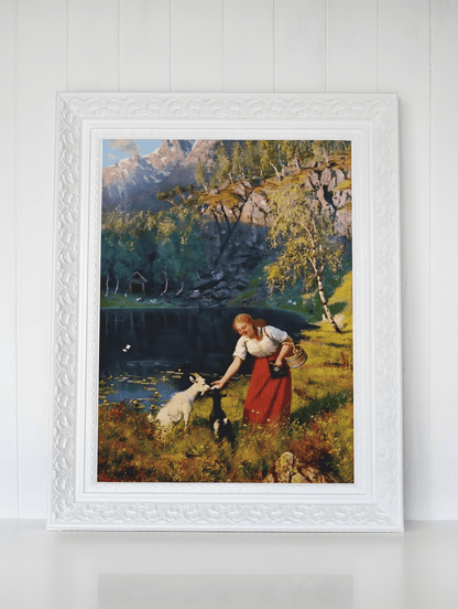 Hans Dahl (1849-1937) Kunstsamling - Kunsttrykk A3+/A3 - Uten ramme #7 Budeie med geiter