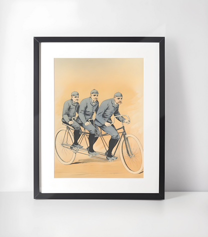 Stilig Retro Sykkel Kunstsamling - Kunsttrykk A3+/A3 - Uten ramme #5 Trippel