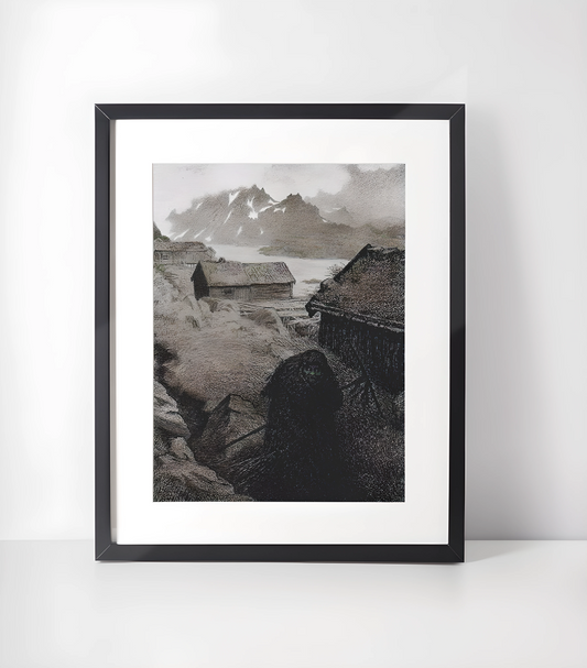 Draugen - Mørk og Dyster Kunst - Samling - Kunsttrykk A3+/A3 - Uten ramme #3 Svartedauen av Kittelsen