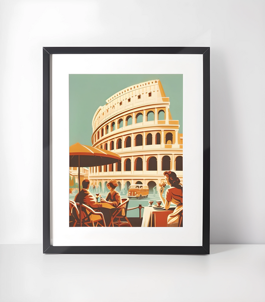 Lisboa Trikk - Pop-Kunst / Vintage Europeiske Byer - Kunsttrykk A3+/A3 - Uten ramme #8 Roma