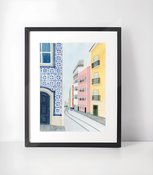 Pop-Kunst / Vintage Europeiske Byer - Kunsttrykk A3+/A3 - Uten ramme #3 Lisboa