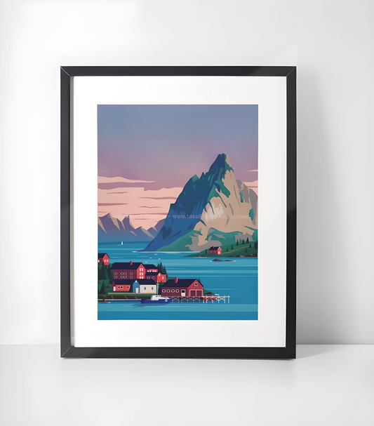 Norge Vintage Illustrasjoner Kunst -Kunstsamling - Kunsttrykk A3+/A3 - Uten ramme