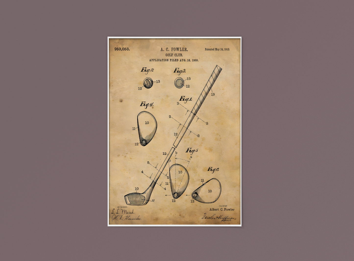 Golf Patenter - Kunstsamling - Kunsttrykk A3+/A3 - Uten ramme