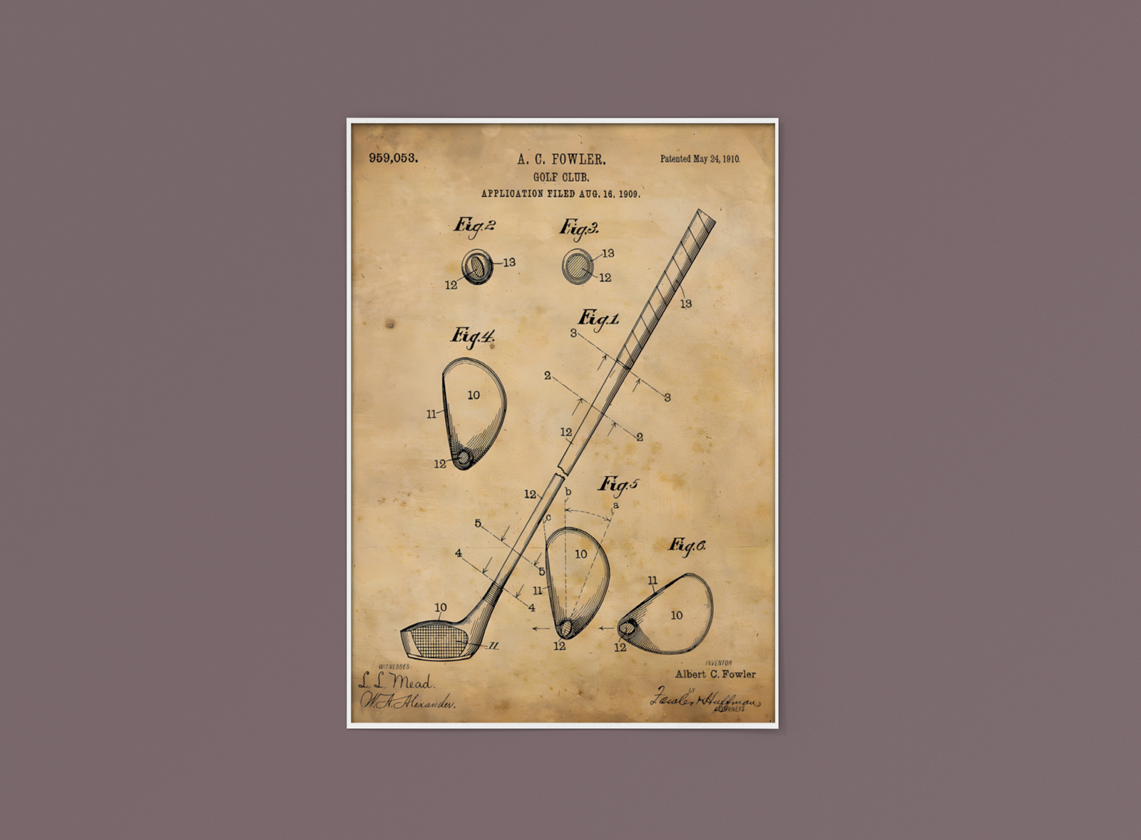 Golf Patenter - Kunstsamling - Kunsttrykk A3+/A3 - Uten ramme