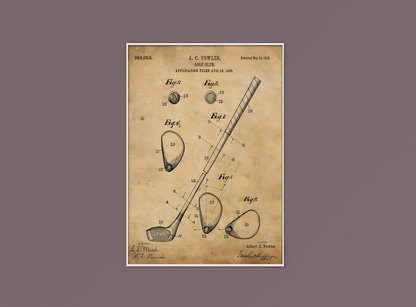 Golf Patenter - Kunstsamling - Kunsttrykk A3+/A3 - Uten ramme