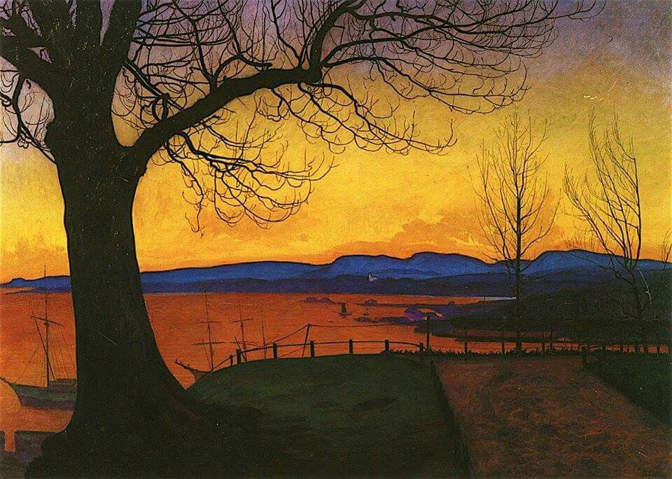 Harald Sohlberg - Vårkveld på Akershus festning (1913)