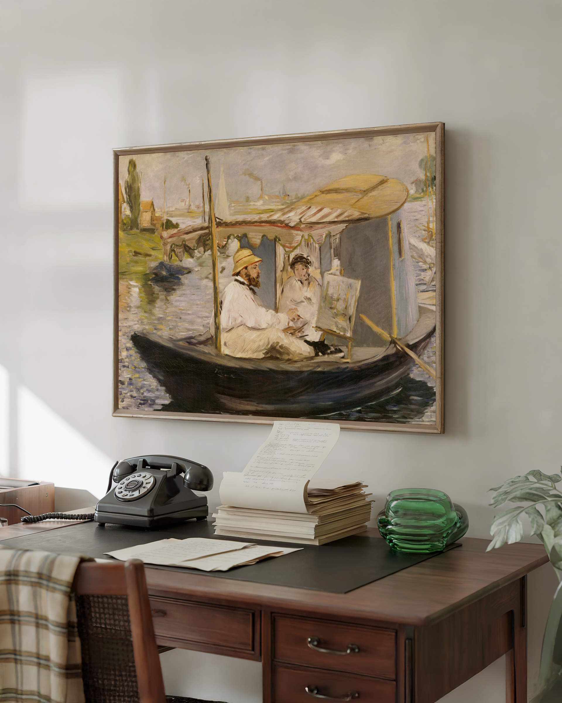 Édouard Manet - Claude Monet Painting in his Studio-Boat (1874)
