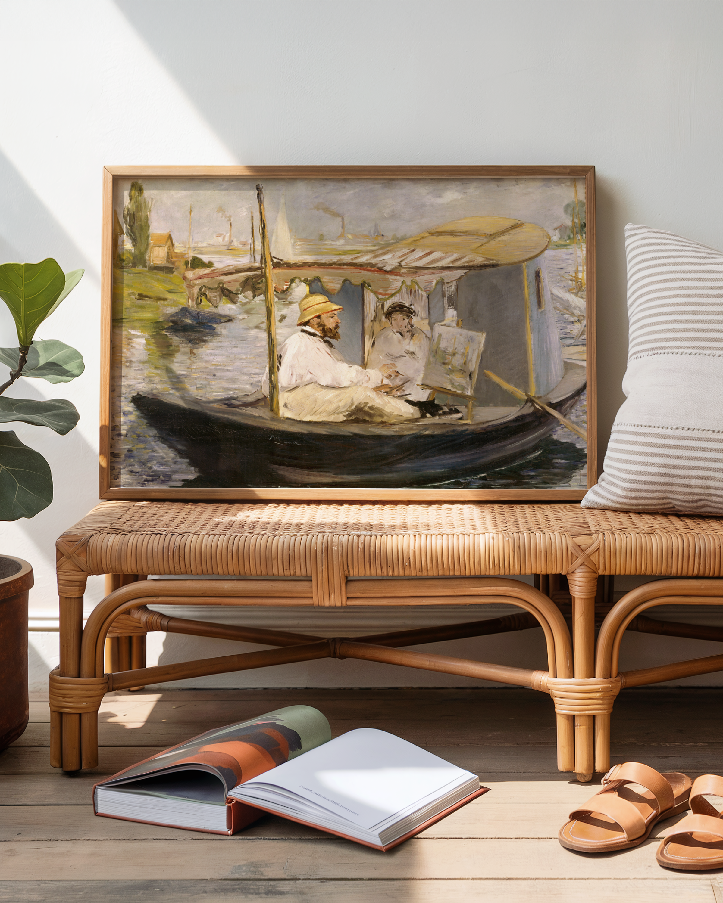 Édouard Manet - Claude Monet Painting in his Studio-Boat (1874)