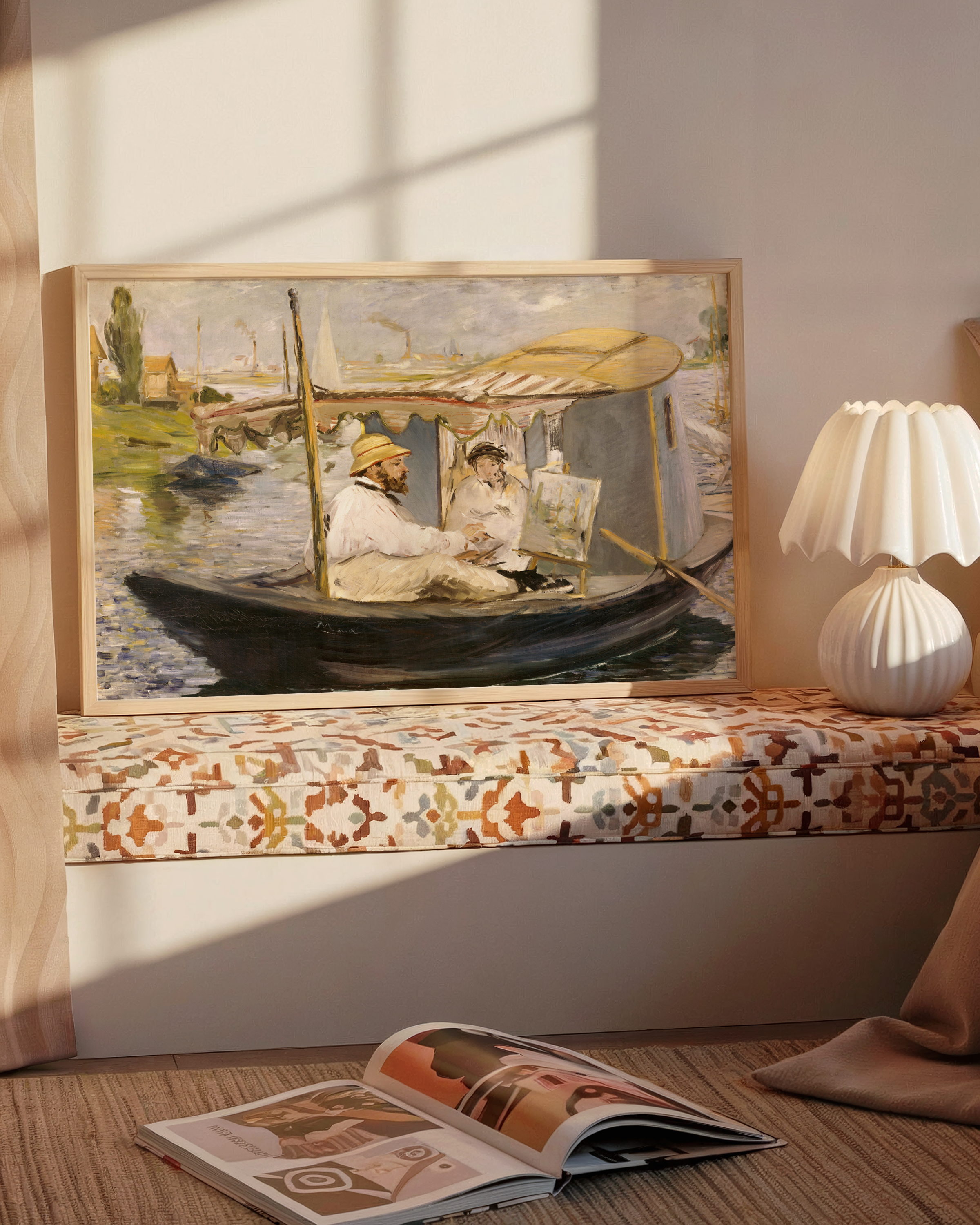 Édouard Manet - Claude Monet Painting in his Studio-Boat (1874)