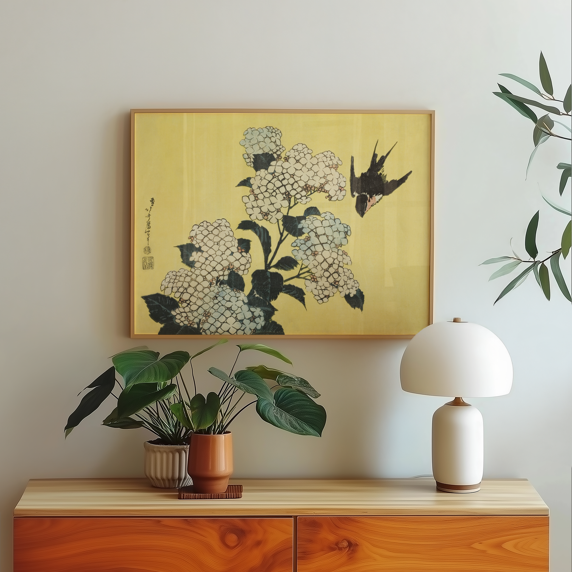 Katsushika Hokusai - Hydrangea and Swallow