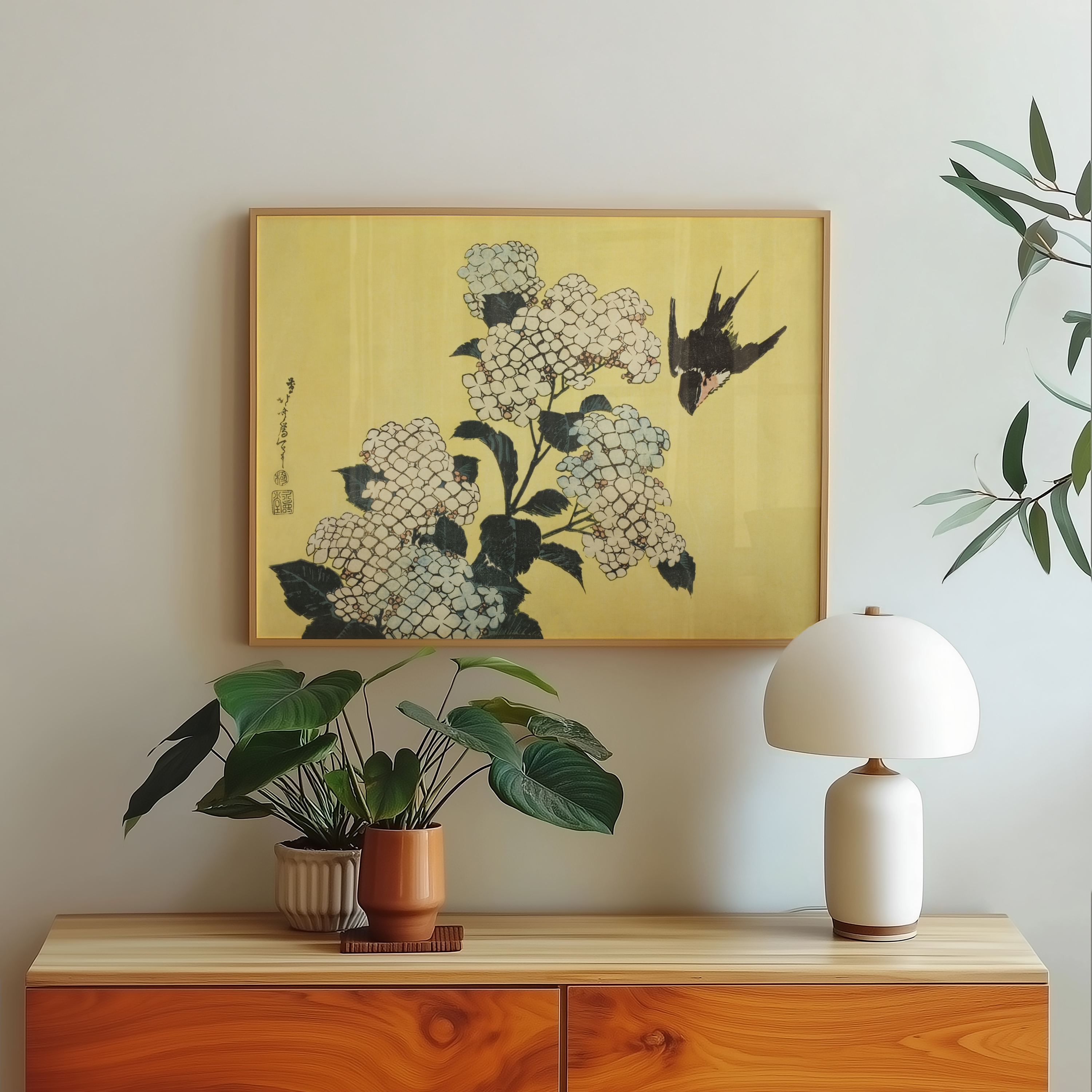 Katsushika Hokusai - Hydrangea and Swallow