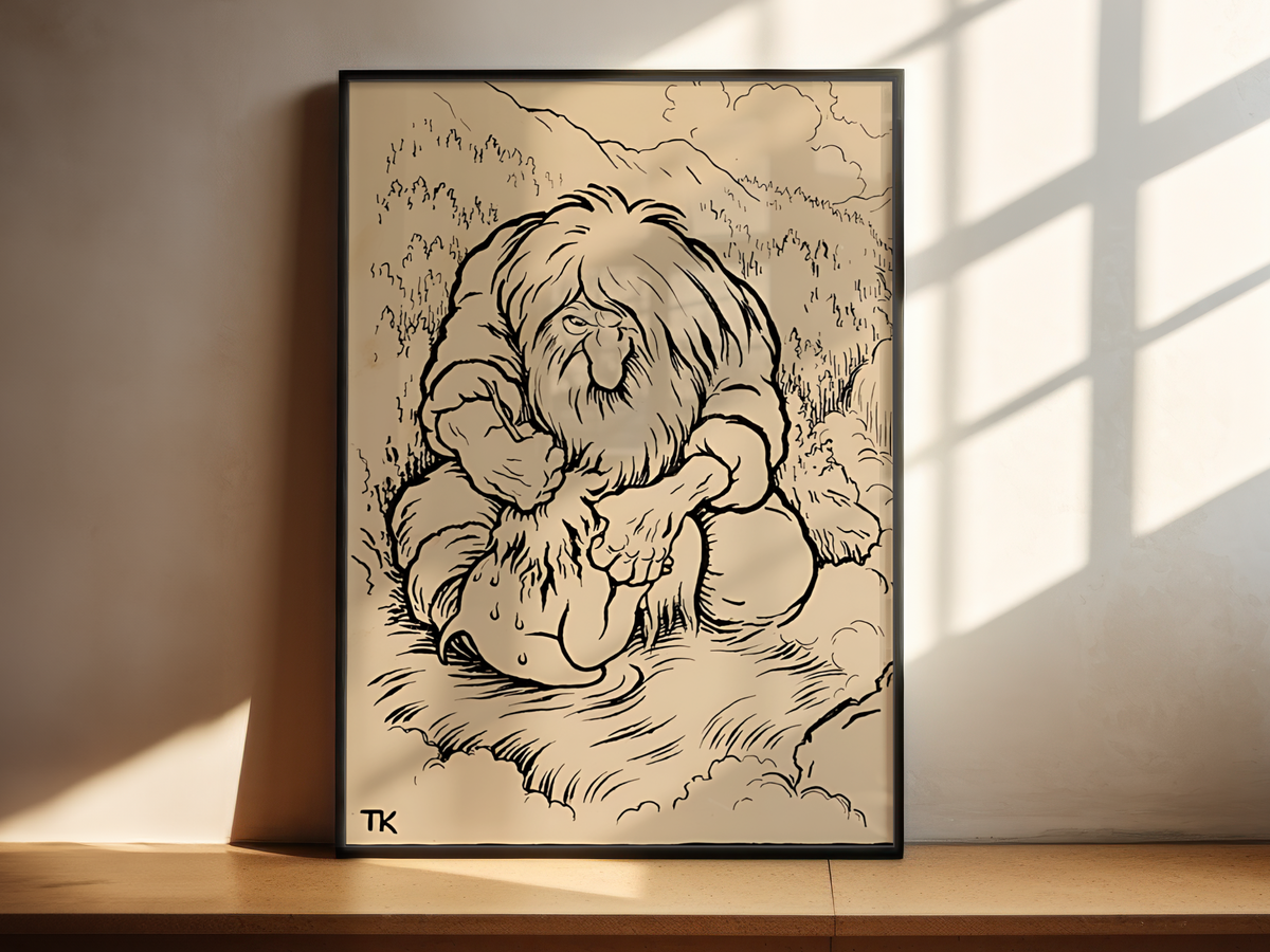 Theodor Kittelsen - Troll som vasker ungen sin