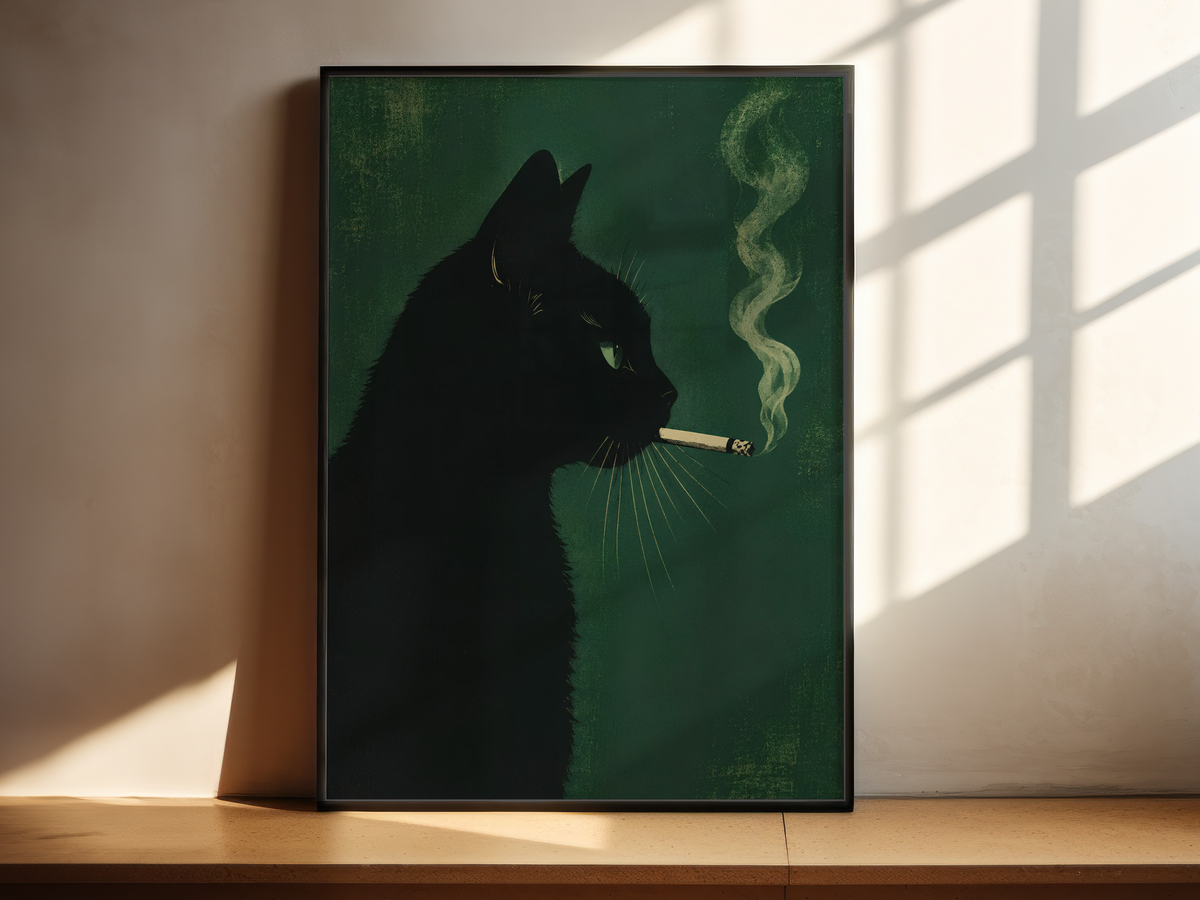 Vintage Smoking Cat
