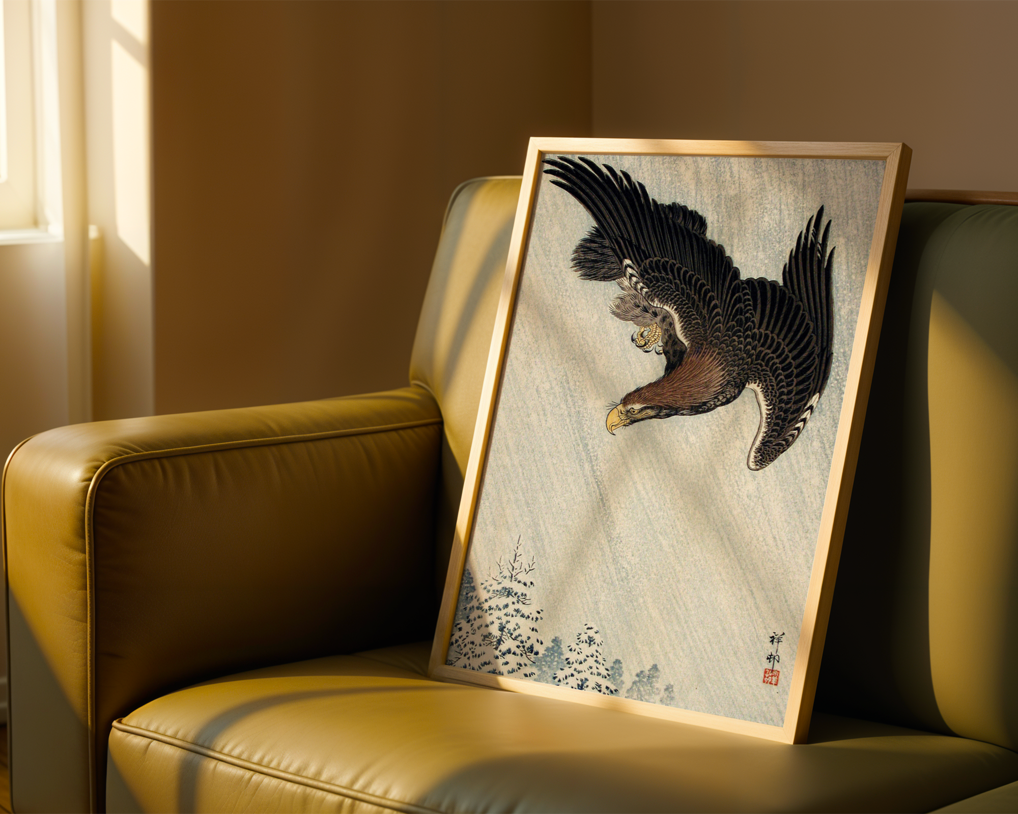 Ohara Koson - Eagle in Flight against a Snowy Sky